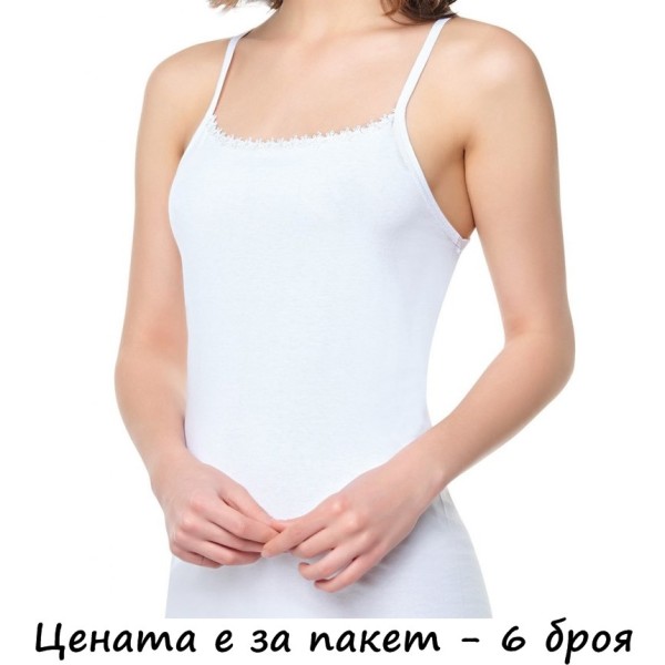 Корсаж дамски бял тънка презрамка №5/№48 /S /6 броя в пакет/
