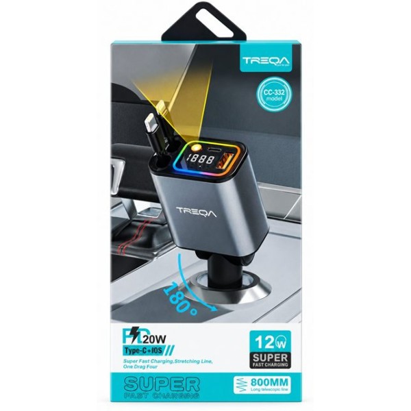 Адаптор за автомобил/MP3 Player с кабели  20W Type-C/IOS №CC-332 /12 броя в стек/