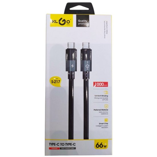 Кабел за телефон KLGO Type-C/Type-C 66W 1 м №S-217 /10 броя в стек/