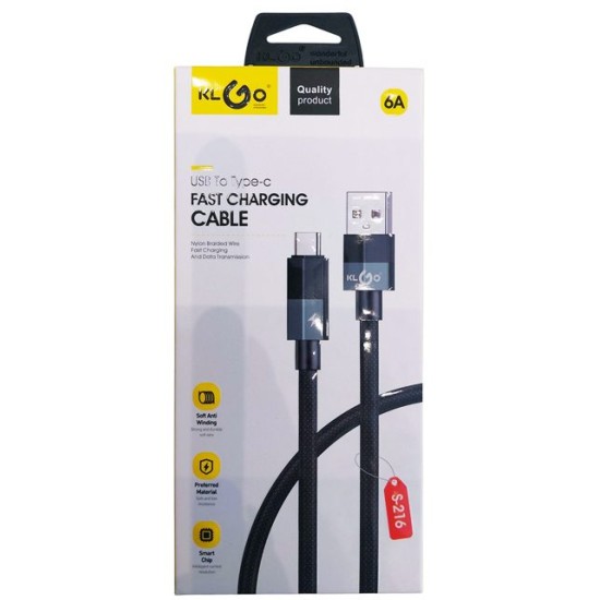 Кабел за телефон KLGO USB/Type-C 6A 1 м №S-216 /10 броя в стек/