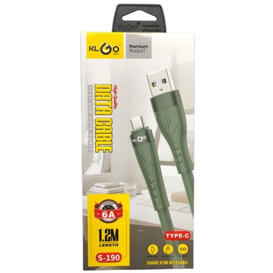 Кабел за телефон KLGO USB/Type-C FAST 6AMP 1.2м №S-190 /10 броя в стек/
