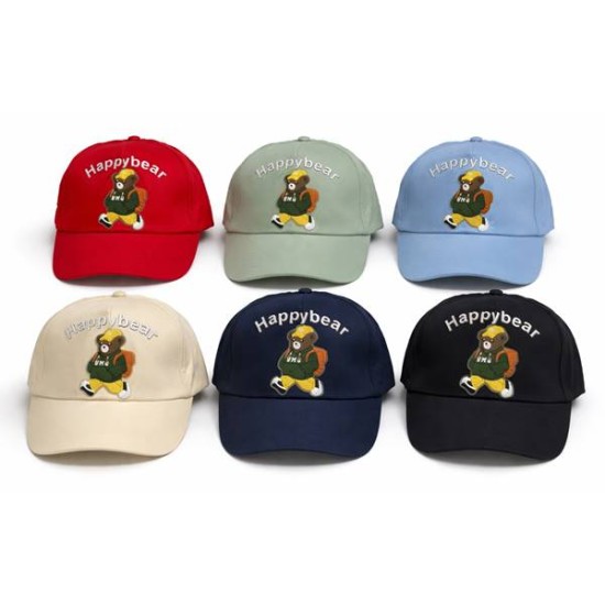 Шапка с козирка 3-5 г HAPPY BEAR 6 цвята /12 броя микс в стек/