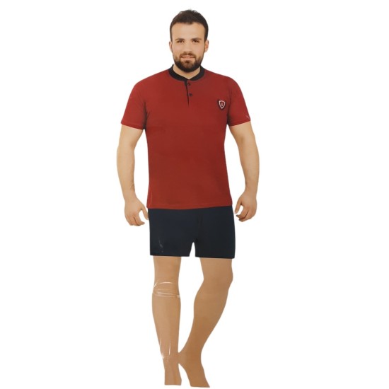 Пижама мъжка Rimoli от 2 части къс ръкав с къси панталонки M-L-XL-XXL №1065 тъмно синьо /4 броя в стек/