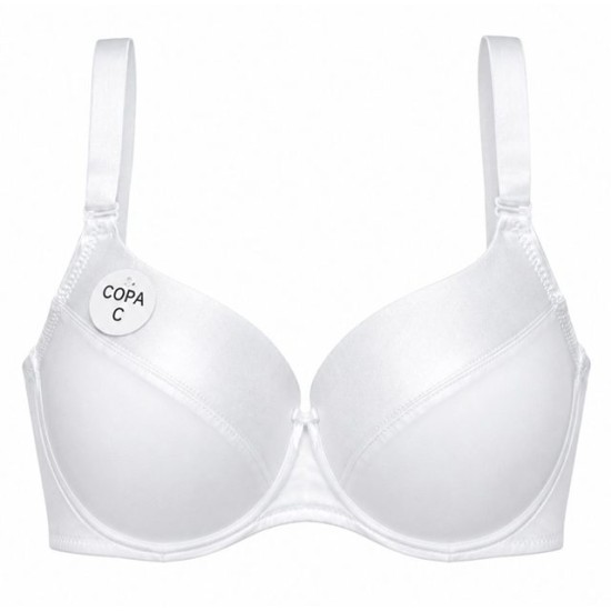Сутиен сатен C38-44 БЯЛ №8731 /6 броя в стек/