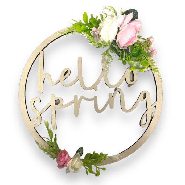 Декорация дървена Hello Spring 30см