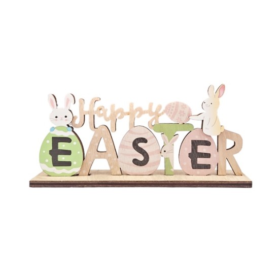 Украса дървена HAPPY EASTER 22x10см