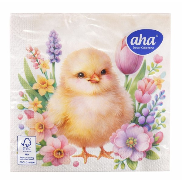 Салфетки великденски Aha 20 броя в плик ПИЛЕНЦЕ  №WN-106 /12 плика в кашон/
