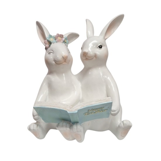 Сувенир два заека с книга керамика 22см х 14см /2 броя в кутия/