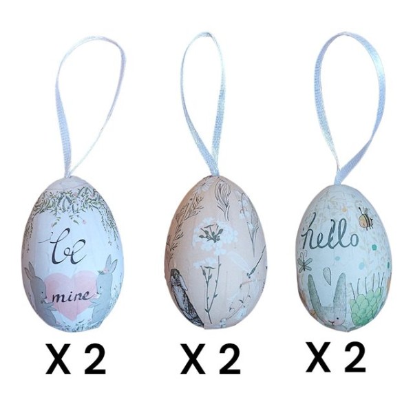 Яйца 6см декор HELLO EASTER 6 броя в плик