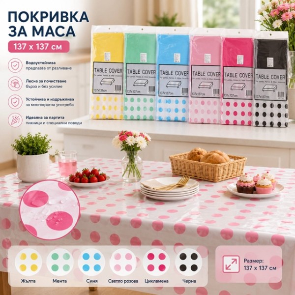 Мушама за маса 137см х 137см на точки