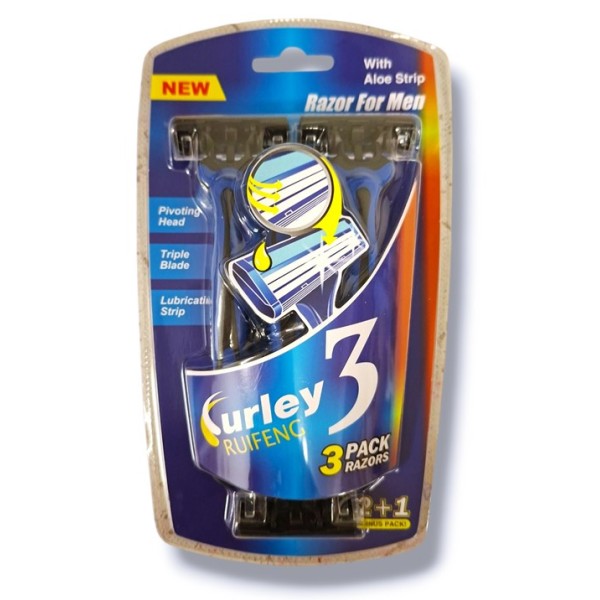 Самобръсначка CURLEY с 3 ножчета 3 броя на блистер розова