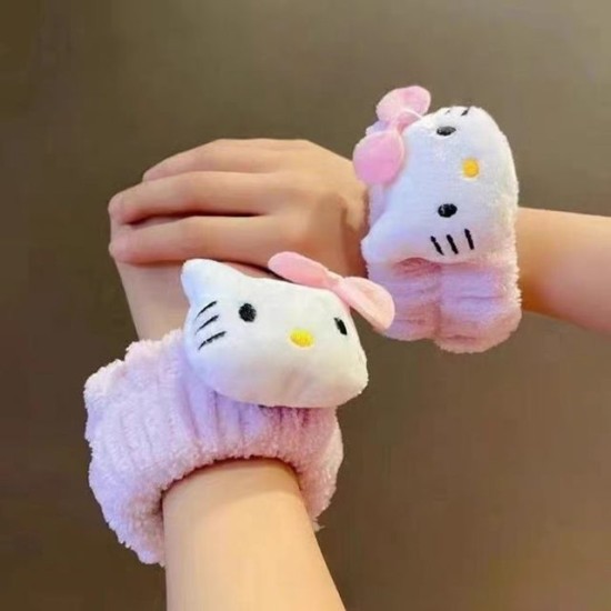 Микрофибърни ленти за китки за измиване на лице Hello Kitty на картон /12 чифта в стек/