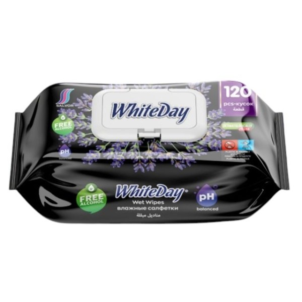 Мокри кърпи White Day с капак 120 броя в пакет ЛАВАНДУЛА /24 пакета в кашон/