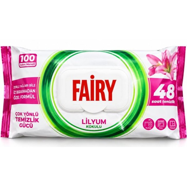 Мокри кърпи за почистване на всякакъв вид повърхности FAIRY 100 броя ЛИЛИЯ  /12 пакета в кашон/
