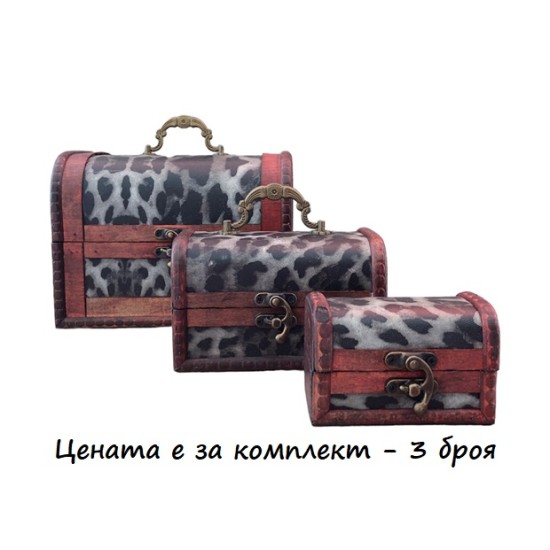 Куфар за бижута 3 броя дърво Далматинец 14,5x19,5см/9x14см/6x9,5см