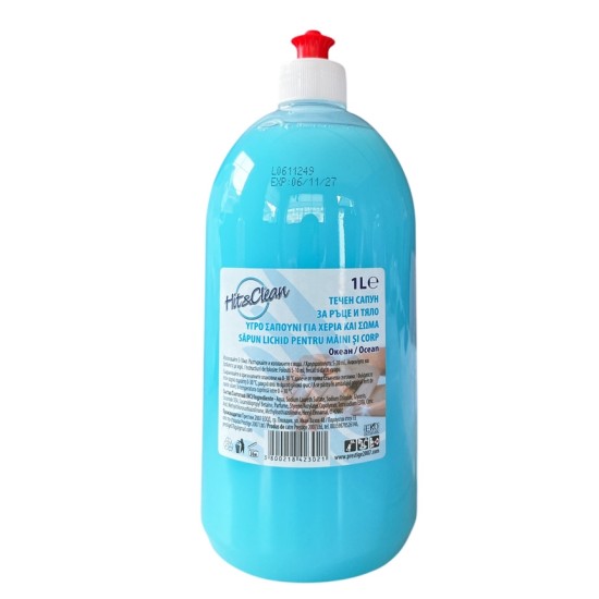 Течен сапун Hit Clean пълнител 1л океан /9 броя в стек/