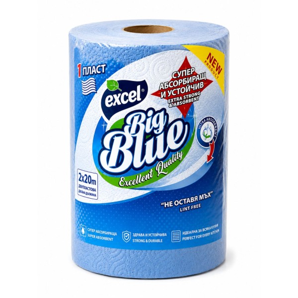 Кухненска ролка BIG BLUE EXEL 4 пластова СИНЯ  /6 ролки в чувал/