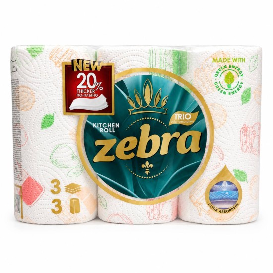 Кухненска ролка ZEBRA 3 броя в пакет /7 пакета в чувал/
