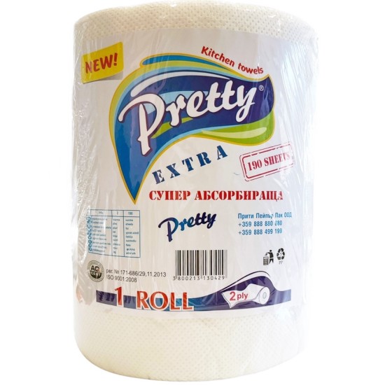 Кухненска ролка Pretty бяла 300 г/ 6 ролки в чувал/