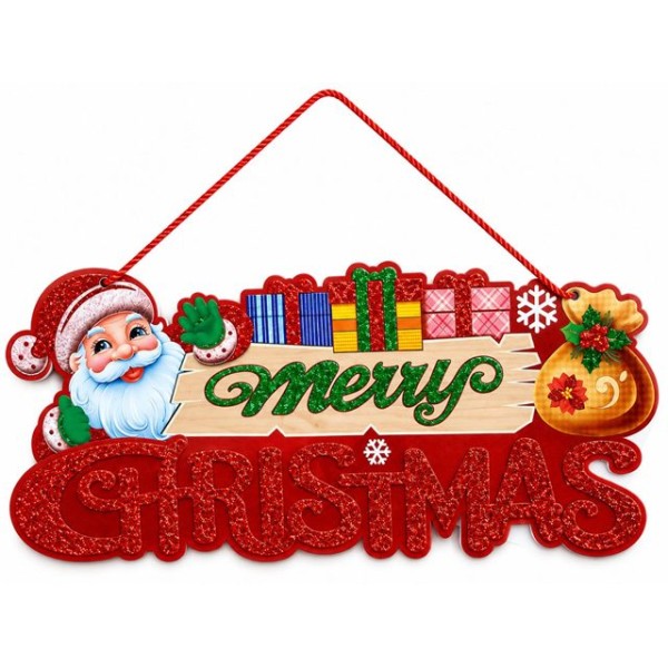 Табела за врата MERRY CHRISTMAS 43см х 18см /10 броя на връзка/
