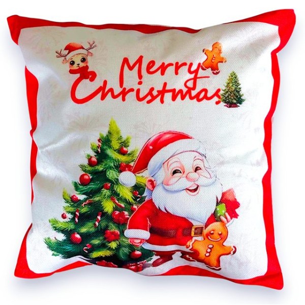 Калъфка за възглавница синтетичен лен 43см х 43см MERRY CHRISTMAS /10 броя в стек/