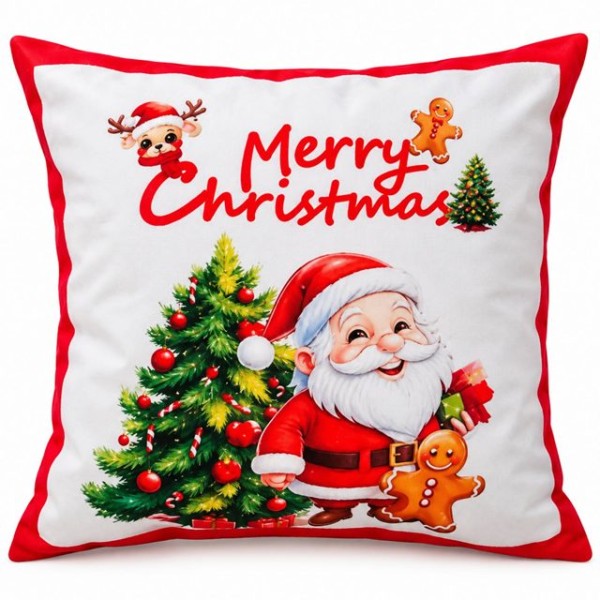 Калъфка за възглавница синтетичен лен 43см х 43см MERRY CHRISTMAS /10 броя в стек/