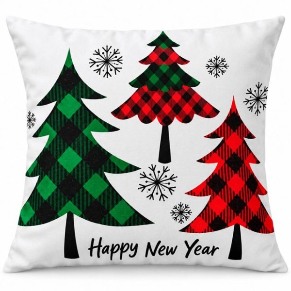 Коледна възглавница 42X42см бяла HAPPY NEW YEAR