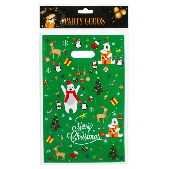 Торбички за лакомства 25см х 16см 10 броя в плик MERRY CHRISTMAS