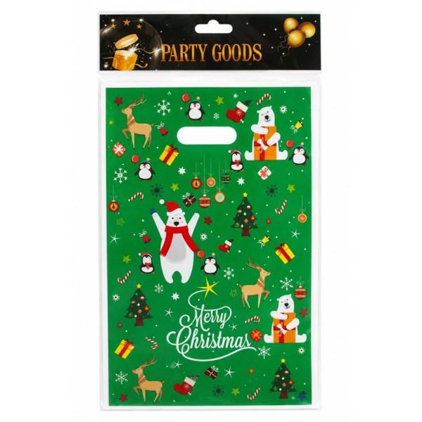 Торбички за лакомства 25см х 16см 10 броя в плик MERRY CHRISTMAS