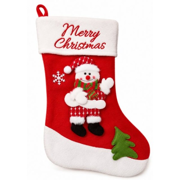 Коледен чорап за подаръци с декорация /12 броя в стек/