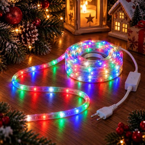 Коледен светещ LED маркуч 10м ЦВЕТЕН
