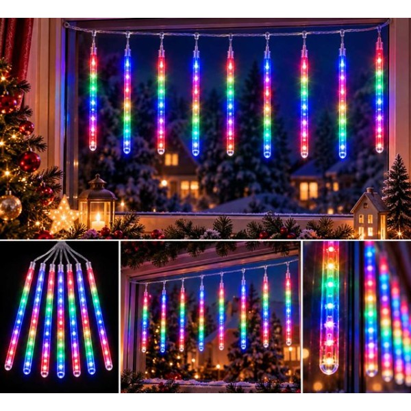 Лампички 8 броя ВИСУЛКИ LED H50см с конектор и 3м кабел ЦВЕТНИ