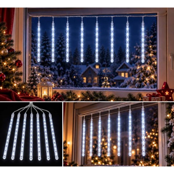 Лампички 8 броя ВИСУЛКИ LED H50см с конектор и 3м кабел СТУДЕНА СВЕТЛИНА