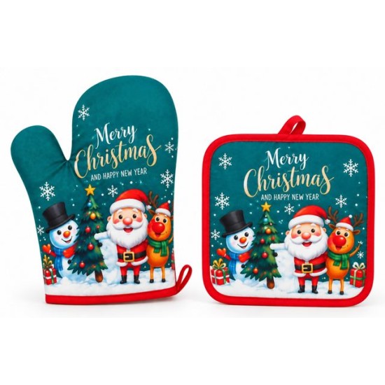 Коледна ръкохватка с ръкавица MERRY CHRISTMAS зелена