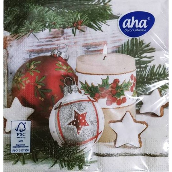Салфетки Aha 20 броя в плик 33x33см СВЕЩИ И СЛАДКИ №126  /12 плика в кашон/