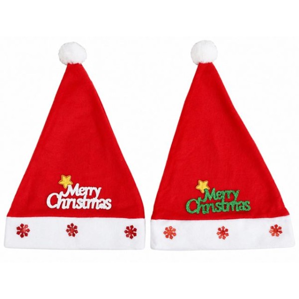 Коледна шапка MERRY CHRISTMAS светеща /12 броя в стек/