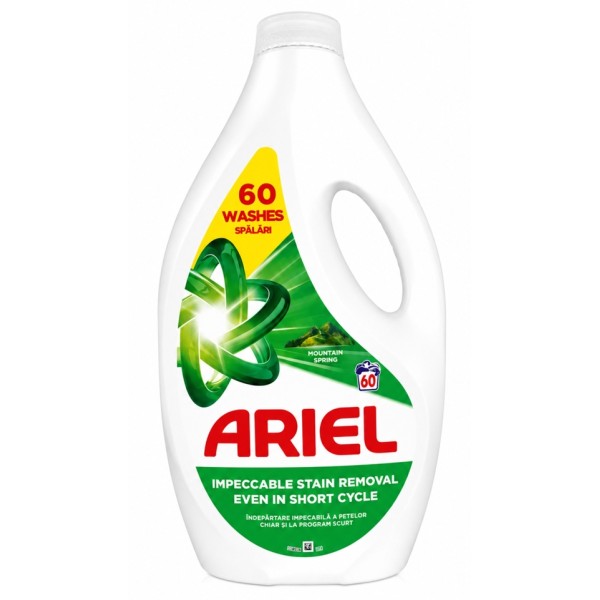 Течен перилен препарат 2.7L ARIEL 60 пранета Mountain spring /2 броя в кашон/