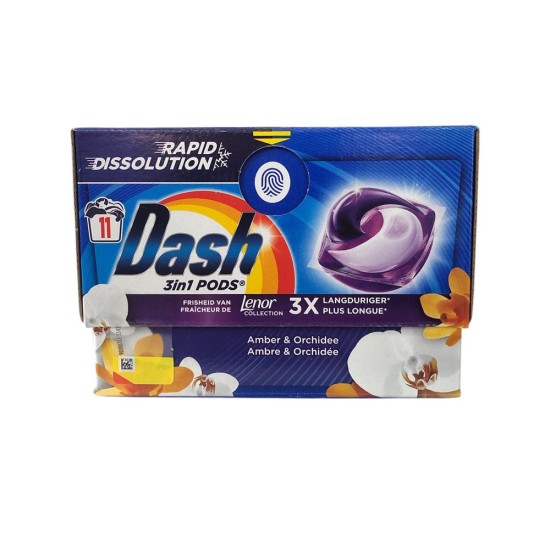 Капсули за пране Dash 3 in1 PODS 11 пранета Amber and Orchidee R /4 кутии в кашон/