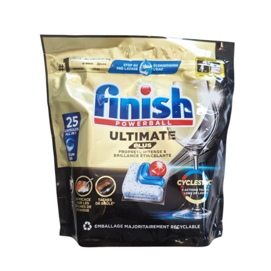 Таблетки за съдомиялна машина FINISH ULTIMATE PLUS 25 броя в плик R