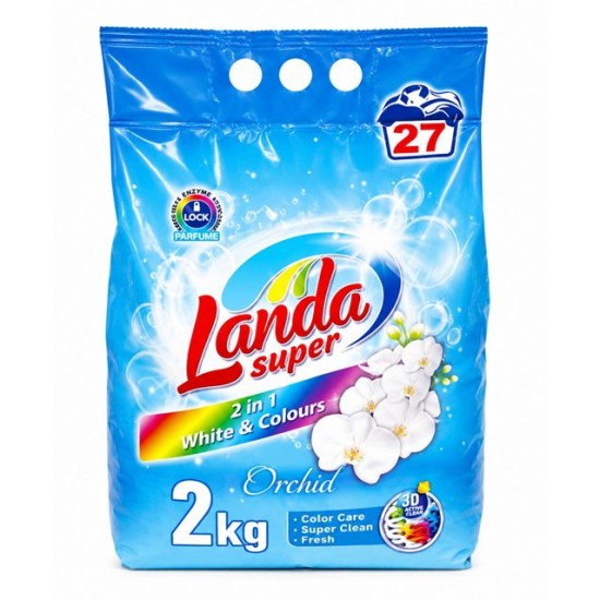 Прах за пране LANDA 2кг 27пранета WHITE/ COLOURS  /6 броя в кашон/