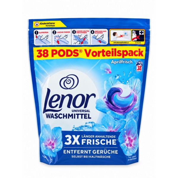 Капсули за пране Lenor All in1 PODS Color 38 пранета UNIVERSAL AprilFrisch R /2 плика в кашон/
