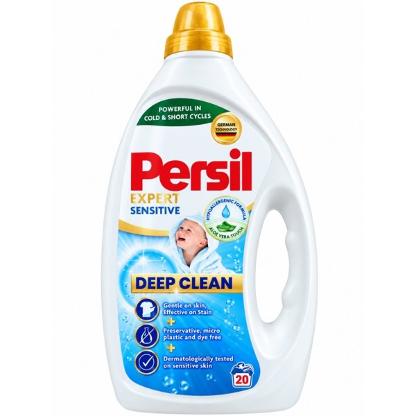 Течен перилен препарат PERSIL 0.9L  20 пранета Сензитив /8 броя в кашон/