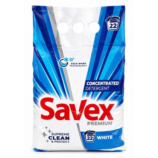 Прах за пране Savex 1.8кг WHITE /10 броя в кашон/