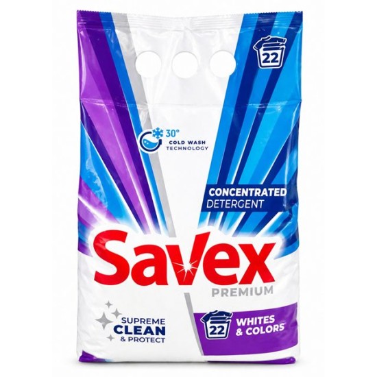 Прах за пране Savex 1.8кг WHITE and COLORS  /10 броя в кашон/