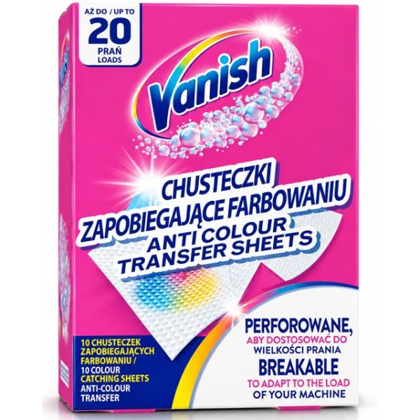 Цветоулавящи кърпички за пране VANISH 20 броя в кутия