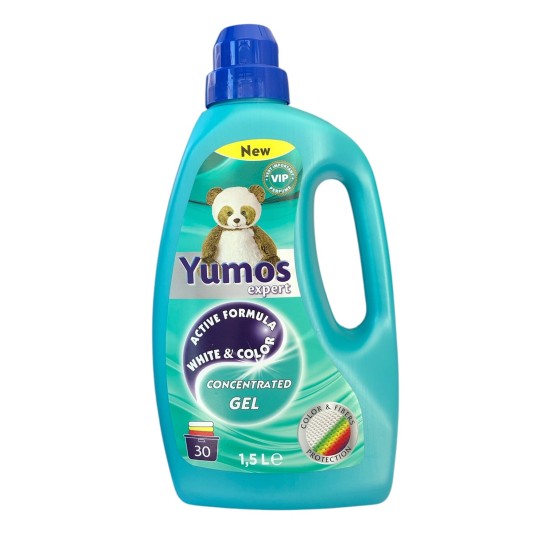Течен перилен препарат Yumos expert 1.5л/30 пранета концентрат WHITE and COLOR СИН /10 броя в кашон/