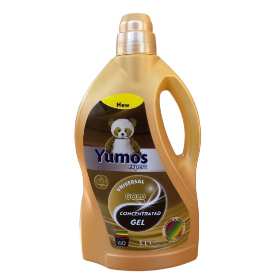 Течен перилен препарат Yumos expert 3л/60 пранета концентрат GOLD ЗЛАТЕН /6 броя в кашон/