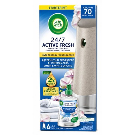 Комплект автоматичен ароматизатор Air Wick Active Fresh с пълнител 228мл БЯЛА ОРХИДЕЯ
