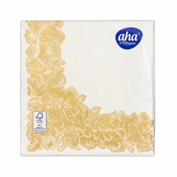 Салфетки Aha 20 броя в плик 33x33см БОРДЮР ЗЛАТО SLUB-005 /12 плика в кашон/