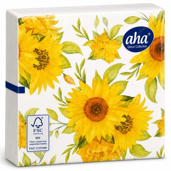 Салфетки Aha 20 броя в плик 33x33см СЛЪНЧОГЛЕДИ KW-123 /12 плика в кашон/